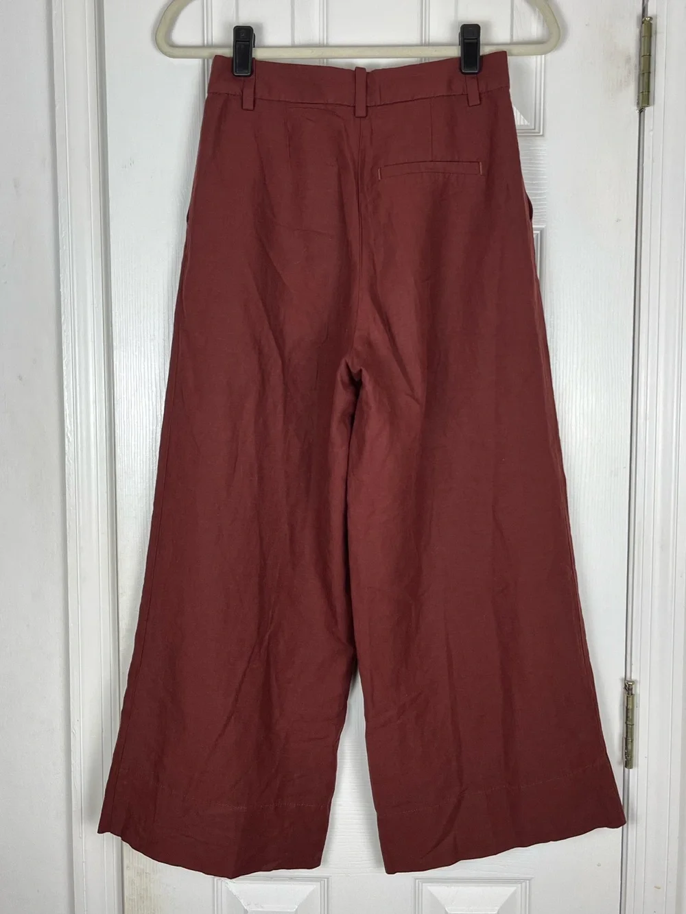 H&M Linen Blend Pleated Relaxed Wide Leg Trouser Pants Sz 2 Preppy Career